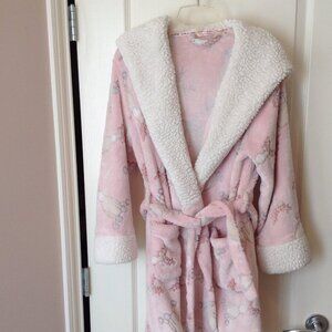 La Vie en Rose Women's Size M Hooded Bathrobe Housecoat Plush Bath Robe